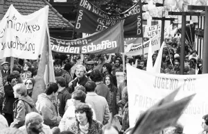6000 demonstrators took part in protest and rally of the peace movement against new nuclear missiles