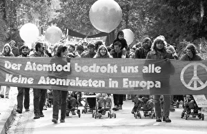 About 7000 supporters of the peace movement demonstrated against new nuclear missiles
