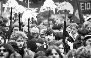 About 8, 000 young people, students and schoolchildren demonstrated against militarism