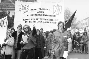 About 8, 000 young people, students and schoolchildren demonstrated against militarism