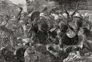 92nd Highlanders attacking Gaudi-Mullah-Sahibdad during the Battle of Kandahar