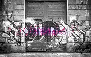 Abandoned building covered with graffiti