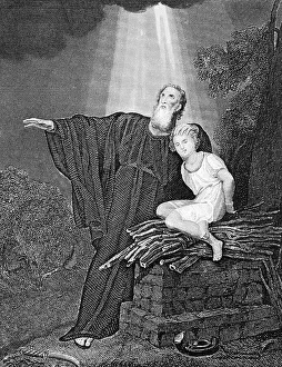Abraham sacrifices his bound son Isaac
