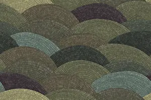 Abstract art landscape, vector mosaic tiles seamless pattern