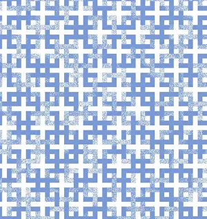 Abstract blue and white geometric lattice pattern with intricate and repetitive design