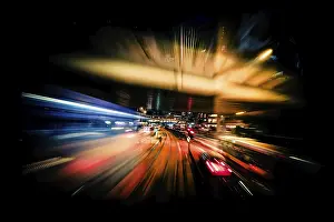 Abstract cityscape traffic background with motion blur