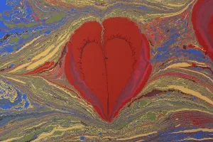 Abstract creative marbling pattern with love concept for fabric