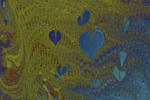 Abstract creative marbling pattern with love concept for fabric