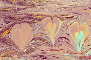 Abstract creative marbling pattern with love concept for fabric