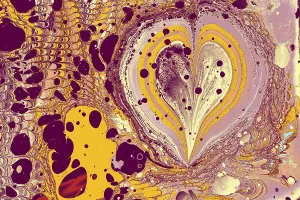 Abstract creative marbling pattern with love concept for fabric