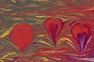 Abstract creative marbling pattern with love concept for fabric