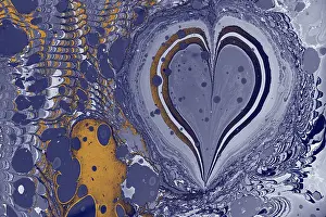 Abstract creative marbling pattern with love concept for fabric