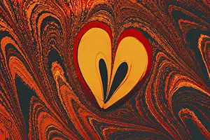 Abstract creative marbling pattern with love concept for fabric