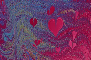 Abstract creative marbling pattern with love concept for fabric