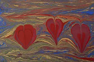 Abstract creative marbling pattern with love concept for fabric