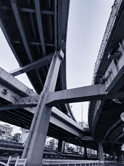 Abstract elevated highway interchange in Tokyo