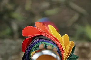 Abstract in form of various colors on folded umbrella