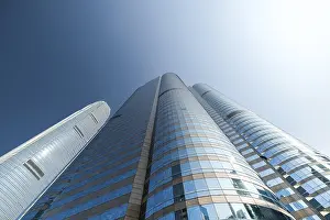 Abstract futuristic cityscape view with modern skyscrapers