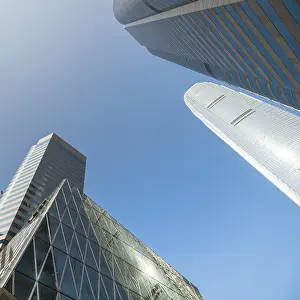 Abstract futuristic cityscape view with modern skyscrapers