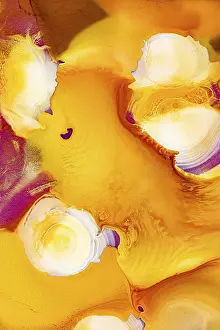 Abstract swirls of ink in bold yellow