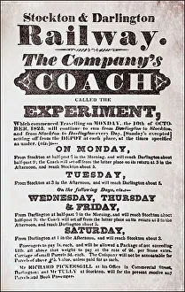 Advertising billboard, the first train on the Stockton and Darlington Railway on 27 September 1825