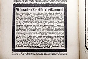 Advertisement promising the secret of happiness with women in an illustrated German fleet calendar