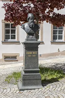 Adam Ries Memorial in front of the Adam Ries House in Annaberg