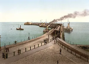 The Admiralty Pier, Dover, town with the most important English harbour on the Straits of Dover on the English Channel