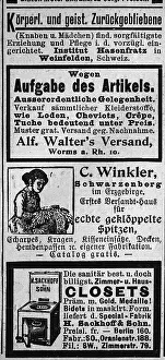 Advertisements of 1890, published in the Gartenlaube magazine