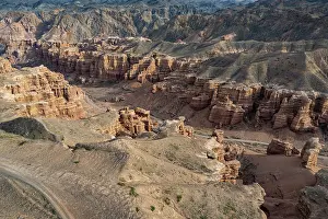 Aerial of the Charyn canyon, Tian shan mountains