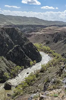 Aerial of the Charyn gorge and river
