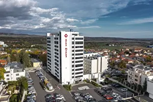 Aerial drone view to University Hospital Deva Maria in Vetren