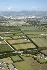 Aerial of farmland near Christchurch