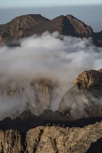 Aerial moutain view at the trail to Toubkal