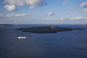 Aerial Panorama View of Santorini Island