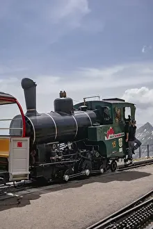 Aerial Panoramic View - Train from Rothorn to Brienz - Brienz-Rothorn bahn is a cogwheel narrow gauge railway with