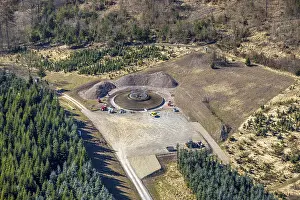 Aerial photo, construction site for wind turbine