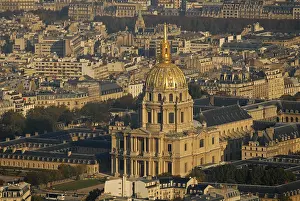 Aerial photo of Les Invalides Cathedral in Paris