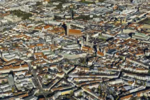 Aerial photo, view of city centre with old town