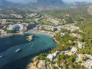 Framed Print : Aerial photograph, view of bay of Camp de Mar Framed Print : Aerial photograph, view of bay of Camp de Mar