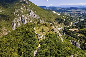 Aerial of Stari Ras castle, Novi Pazar, Serbia