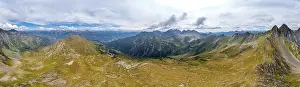 Aerial view, Alpine panorama, mountain ridge