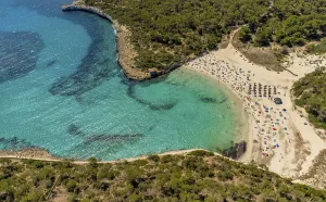 Aerial view, bay and beach S'Amarador