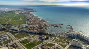 Aerial view, bay and harbour, Puerto de Portixol