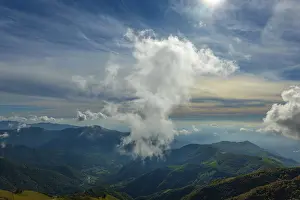 Framed Print : Aerial View over Beautiful Mountainscape with Clouds in a Sunny Day From Monte Generoso