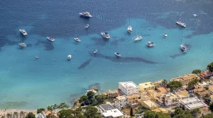 Aerial view, Boats and yachts in the sea