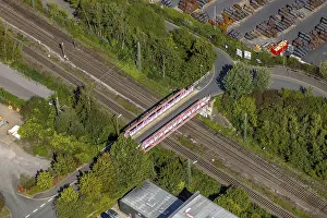 Aerial view, bridge over railway tracks