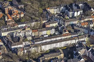 Aerial view, building sin in the classic perimeter block development