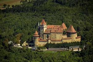 Aerial view, Burg Kreuzenstein medieval castle