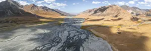 Category Mountain Landscapes Prints: Aerial view, Burkhan mountain valley with meandering river